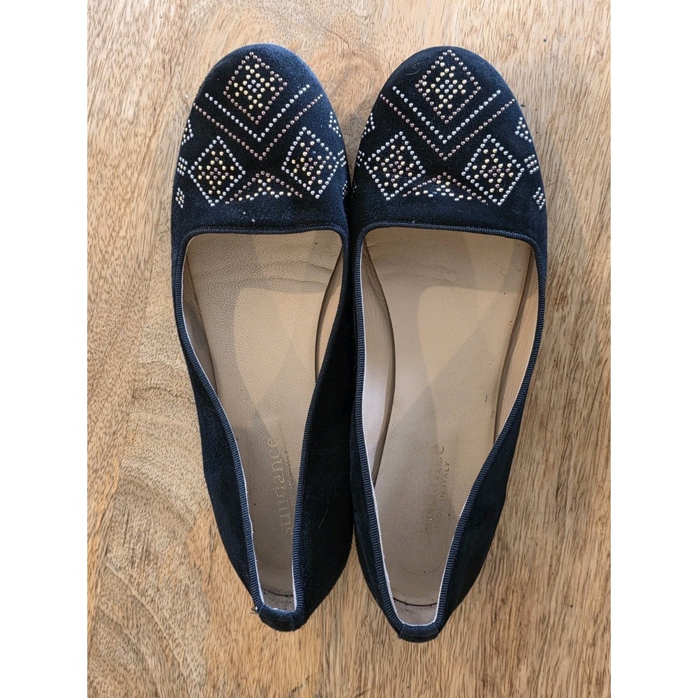 Sundance Women's Ballet Flats Aztec Bead Design On Toes Suede Leather Size 41